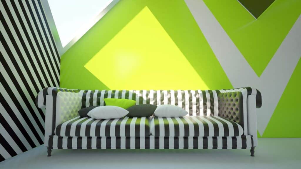 Salon formes géométriques mur